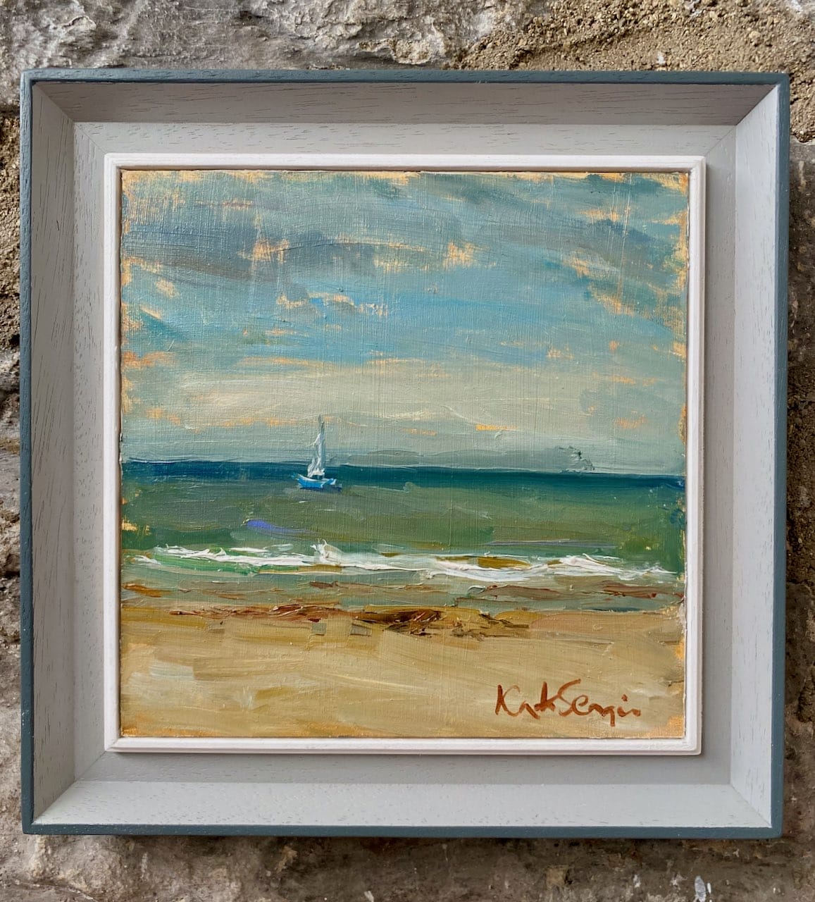 Hengistbury Head Beach to Isle of Wight Framed